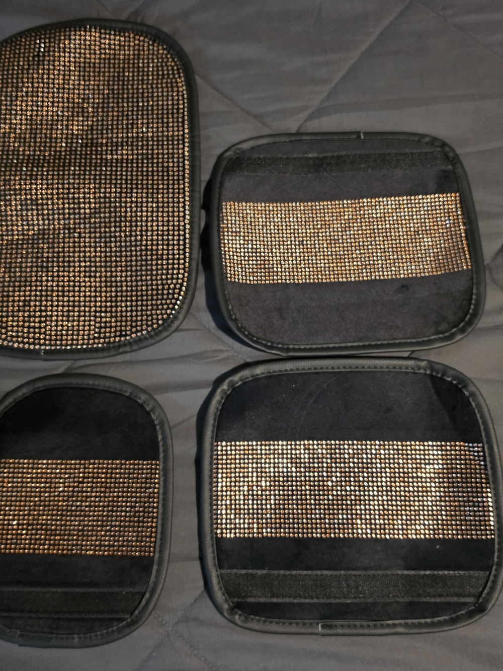 Black/Champagne  Rhinestone-Embellished Car Accessory Set - Picture 3 of 4